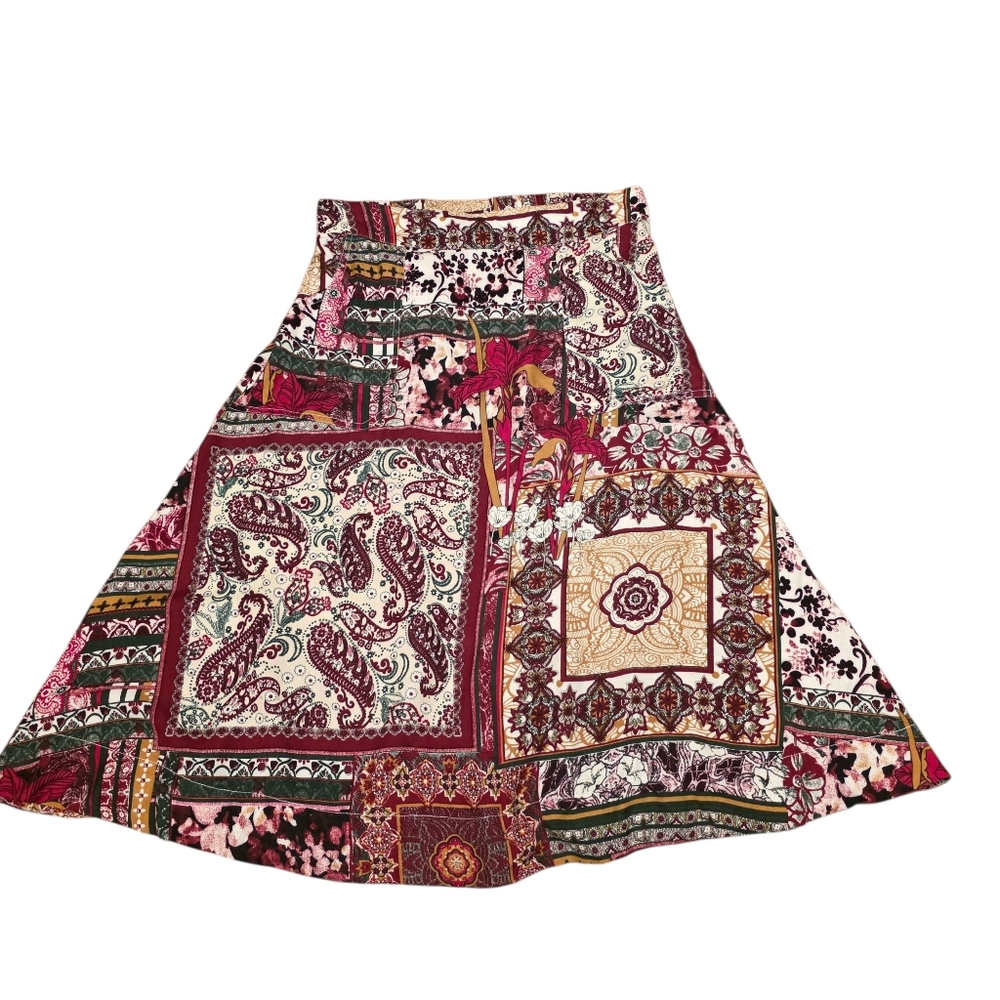 Vintage Gunit Fashions Floral Paisley Patchwork A-Line Skirt Size M - Picture 2 of 7